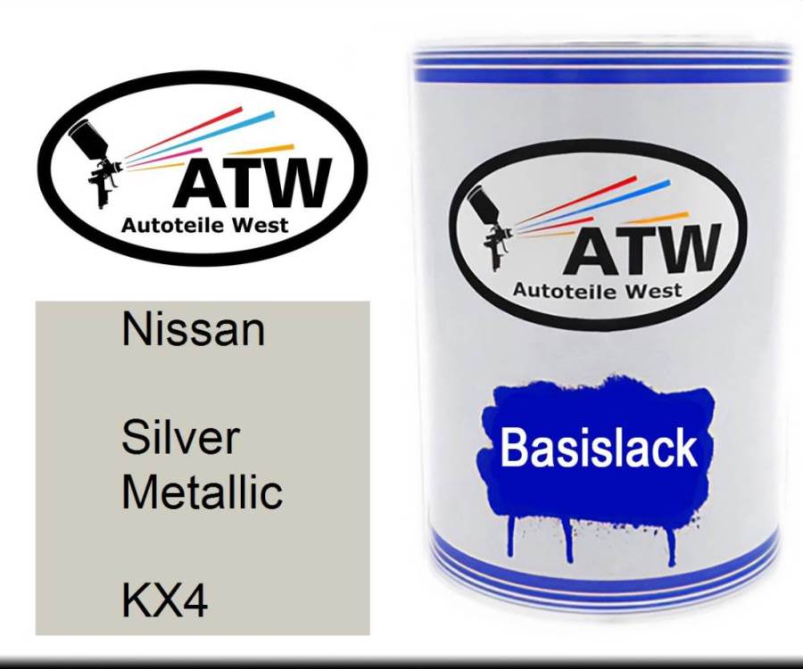 Nissan, Silver Metallic, KX4: 500ml Lackdose, von ATW Autoteile West.